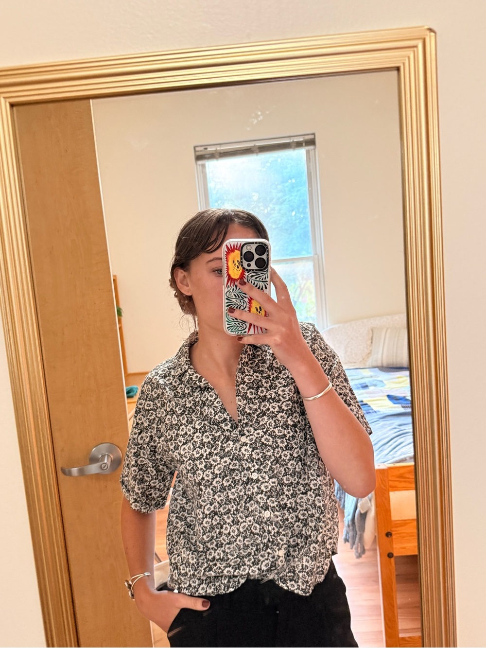 Melrose and Market Black and White Floral Top